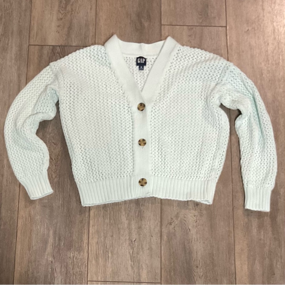 GAP Women's Light Blue Button-Up Cardigan